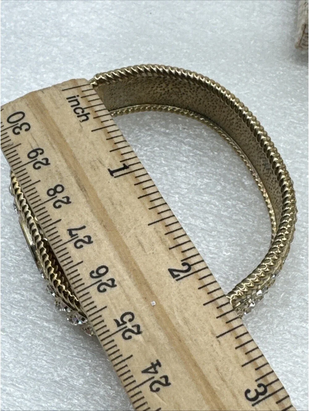 Vintage Pedre Gold Tone Bangle Watch Studded With Rhinestones New Battery W/Box